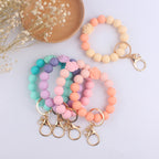 Silicone Beaded Daisy Rose Wristlet Keychain with Gold Clasp 3