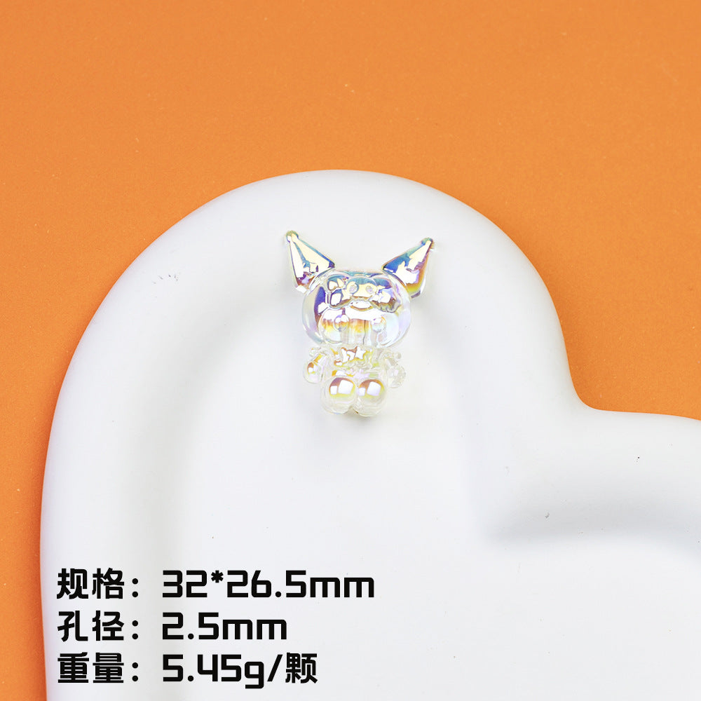 Plating Kuromi Acrylic Beads 32mm Transparent Mixed Colors 20pcs 10