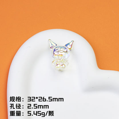 Plating Kuromi Acrylic Beads 32mm Transparent Mixed Colors 20pcs 10