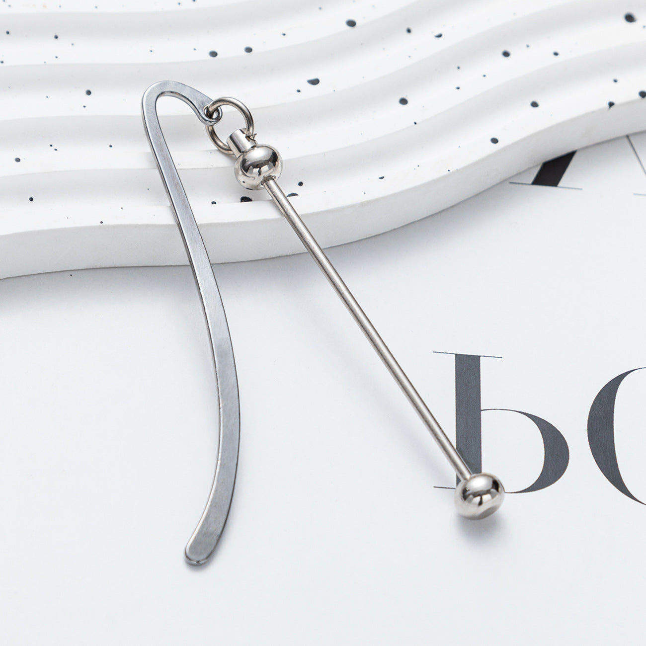 Beadable Bookmark Metal Curved Design Shiny Bead Ends Multicolor 8