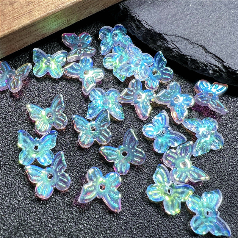 Czech Glass Beads Butterfly 11mm Gradient Purple Blue Green 50pcs 6