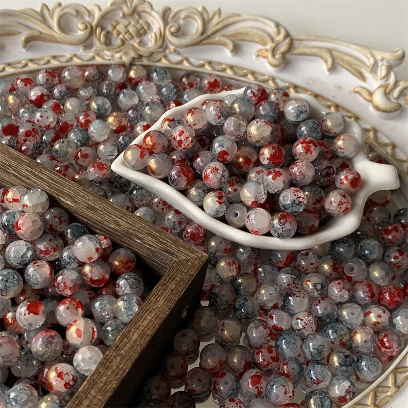 Crackle Round Glass Beads 10mm Imitation White Jade 100pcs 15