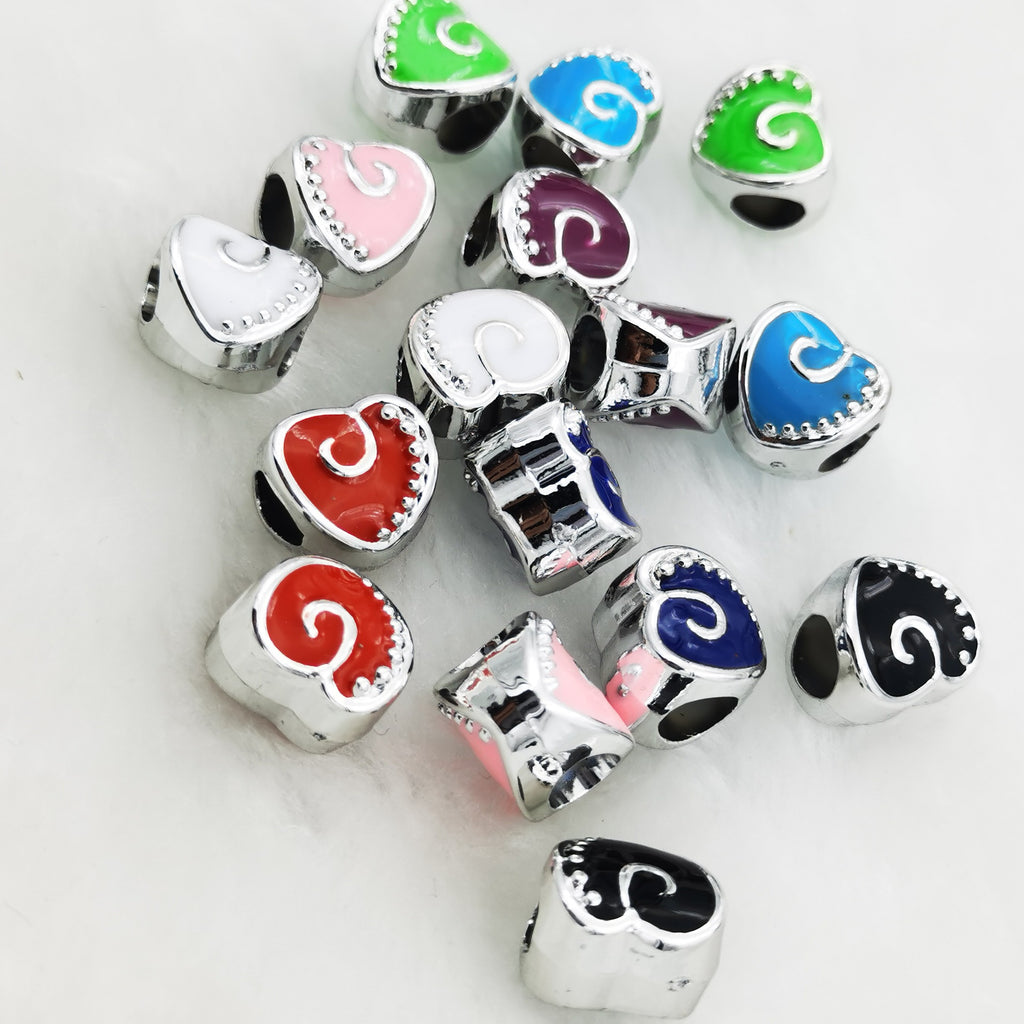 Heart Enamel CCB Plastic Acrylic Beads 12mm Colorful Mixed 50pcs