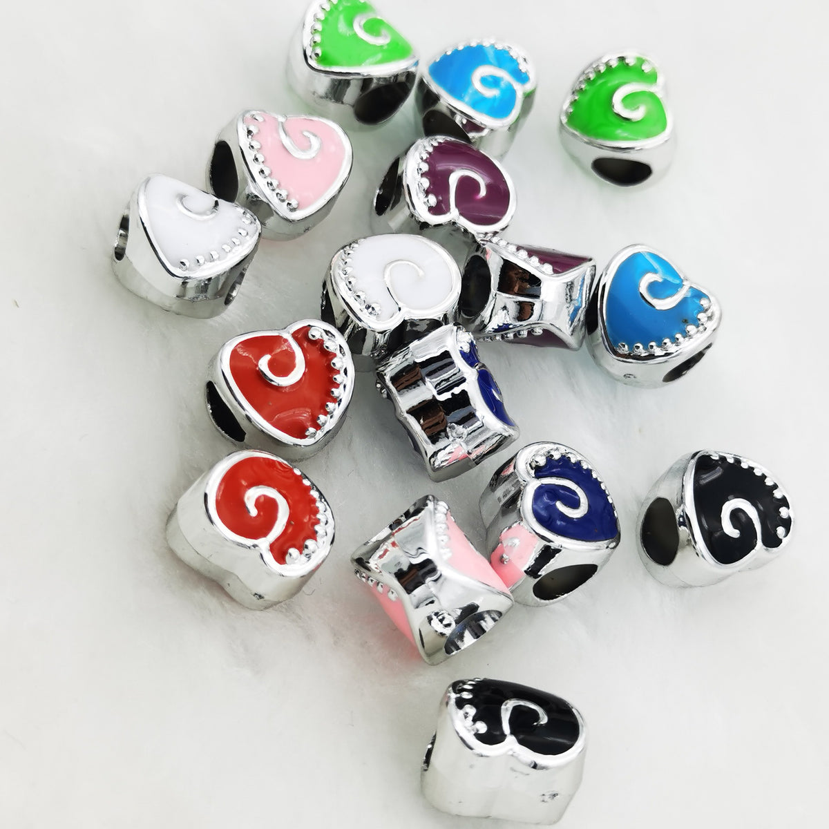 Heart Enamel CCB Plastic Acrylic Beads 12mm Colorful Mixed 50pcs