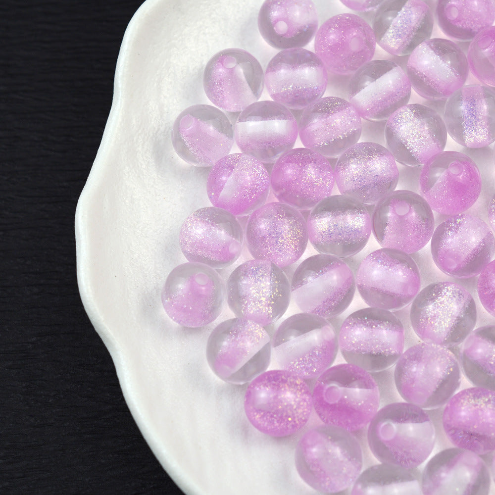 Dyed Core Glitter Resin Round Beads 8-16mm Mixed Colors 10pcs 14