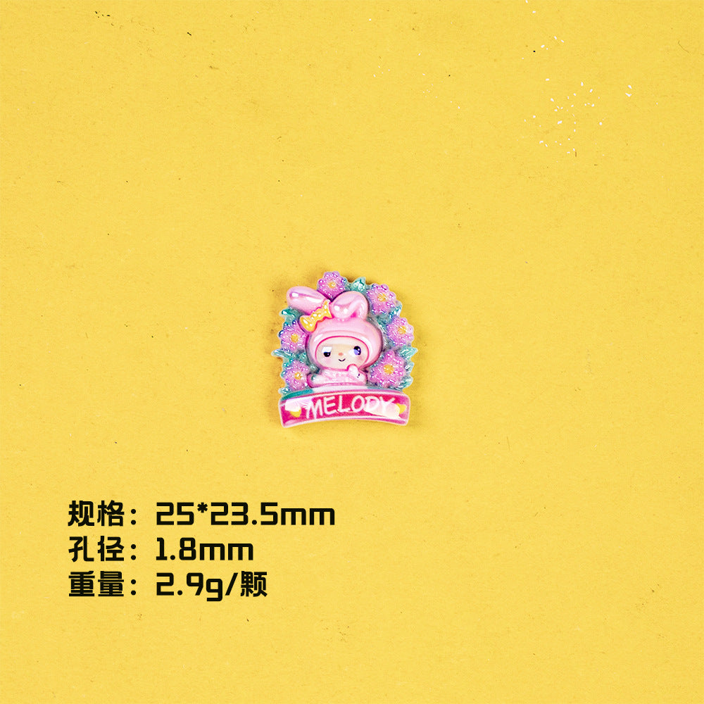 Glossy Sanrio Wreath Resin Beads Playful Pastel Floral 10pcs 7