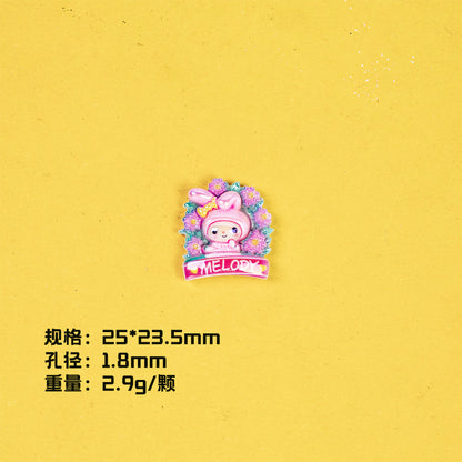Glossy Sanrio Wreath Resin Beads Playful Pastel Floral 10pcs 7
