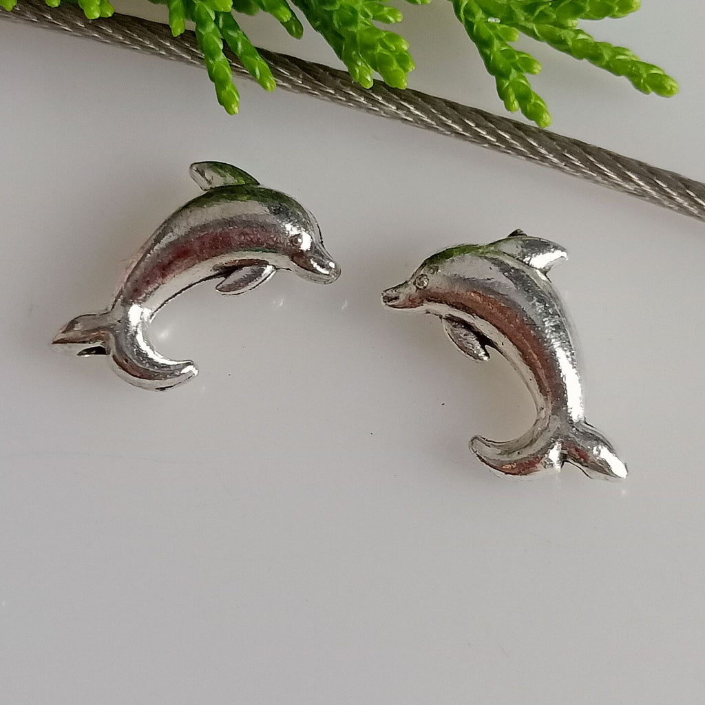 Dolphin Metal Beads 17mm Antique Silver Tone Zinc Alloy 100pcs 4