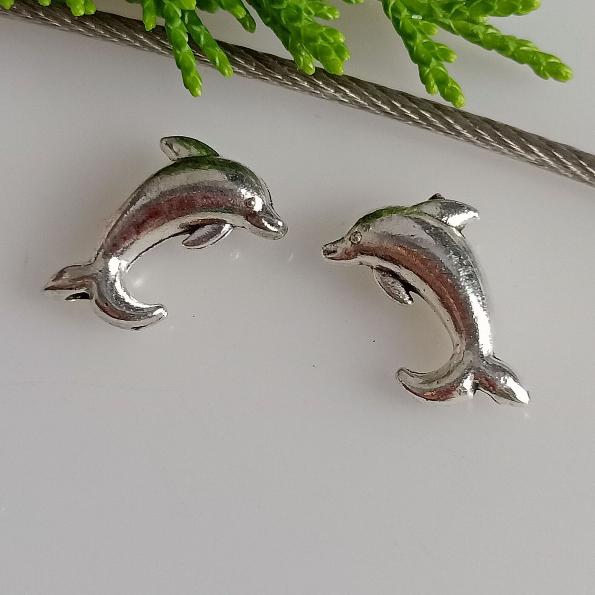 Dolphin Metal Beads 17mm Antique Silver Tone Zinc Alloy 100pcs 4