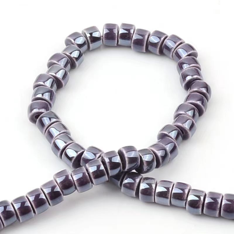 Cylindrical Ceramic Beads 6mm Glossy Rainbow Spacer 10pcs 24