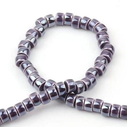 Cylindrical Ceramic Beads 6mm Glossy Rainbow Spacer 10pcs 24