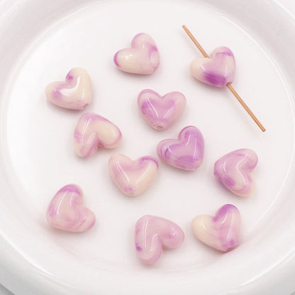 Marble Texture Heart Acrylic Beads 17mm Gradient Color Mixed 40pcs 11