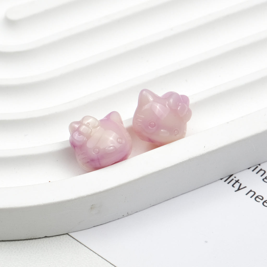 Vintage Hello Kitty Acrylic Beads 11mm Imitation Jade 100pcs 6