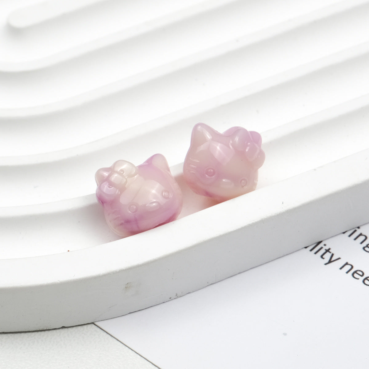 Vintage Hello Kitty Acrylic Beads 11mm Imitation Jade 100pcs 6