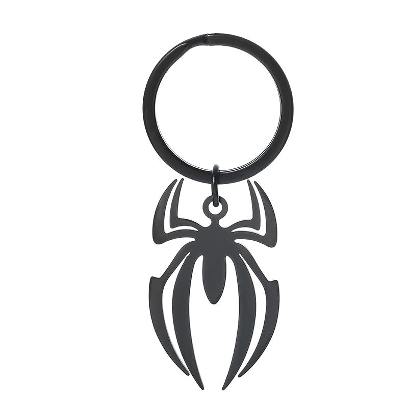 Stainless Steel Halloween Spider Keychain Metallic Finish 6
