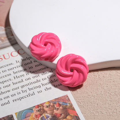Painted Cookie Acrylic Beads 20x17x9mm Solid Color Glossy Swirl 30pcs 9