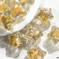 Clear Floral Star Resin Beads 22mm Translucent with Gold Flakes 10pcs 9