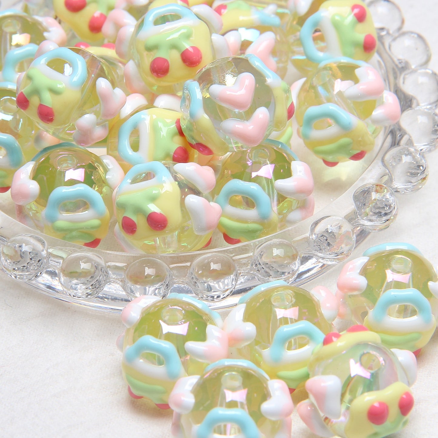Hand-Painted Fruit Series Acrylic Beads 18mm Glossy 10pcs 24