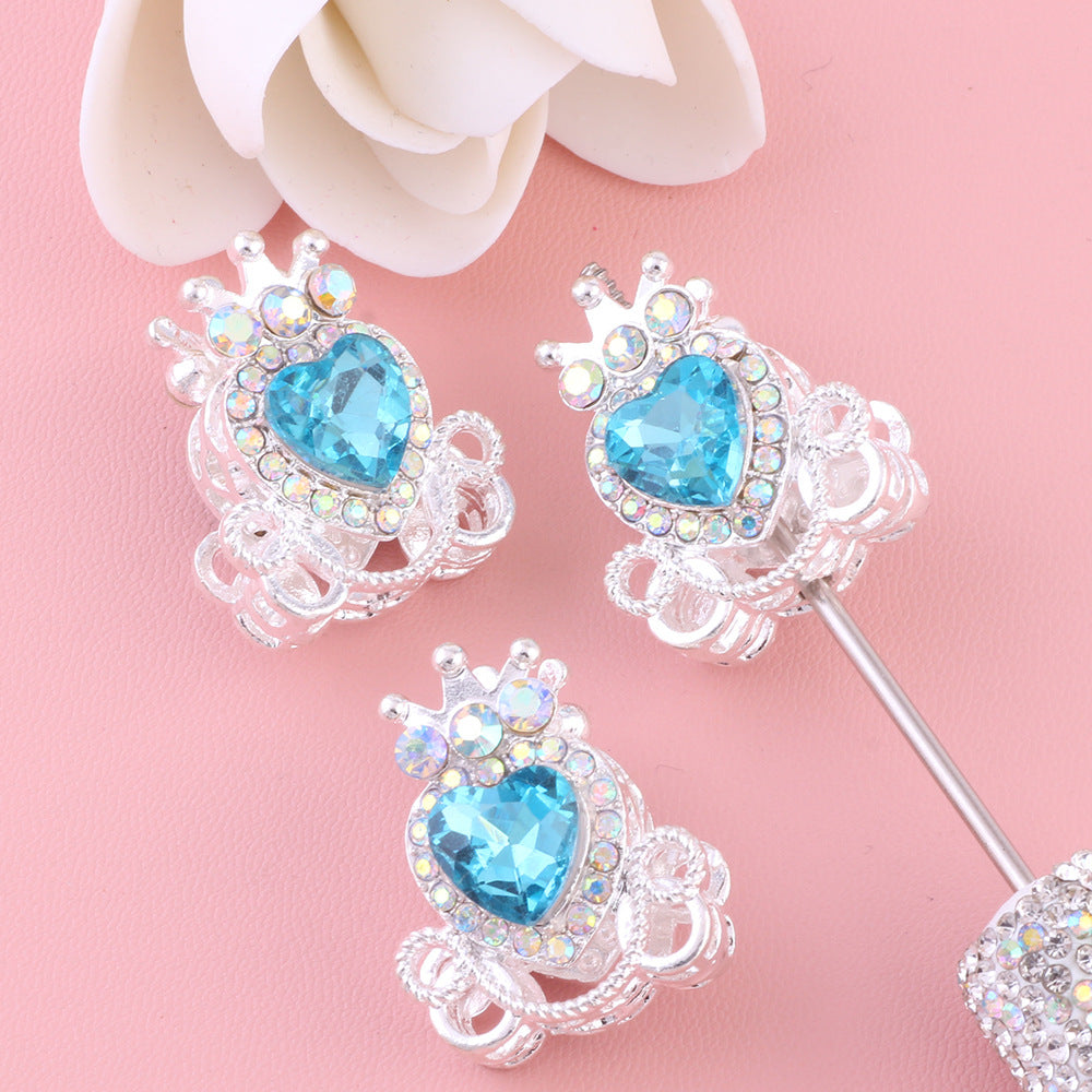 Heart Pumpkin Carriage Rhinestone Beads 28mm Alloy Pave Multi Color 5pcs 10