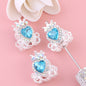 Heart Pumpkin Carriage Rhinestone Beads 28mm Alloy Pave Multi Color 5pcs 10