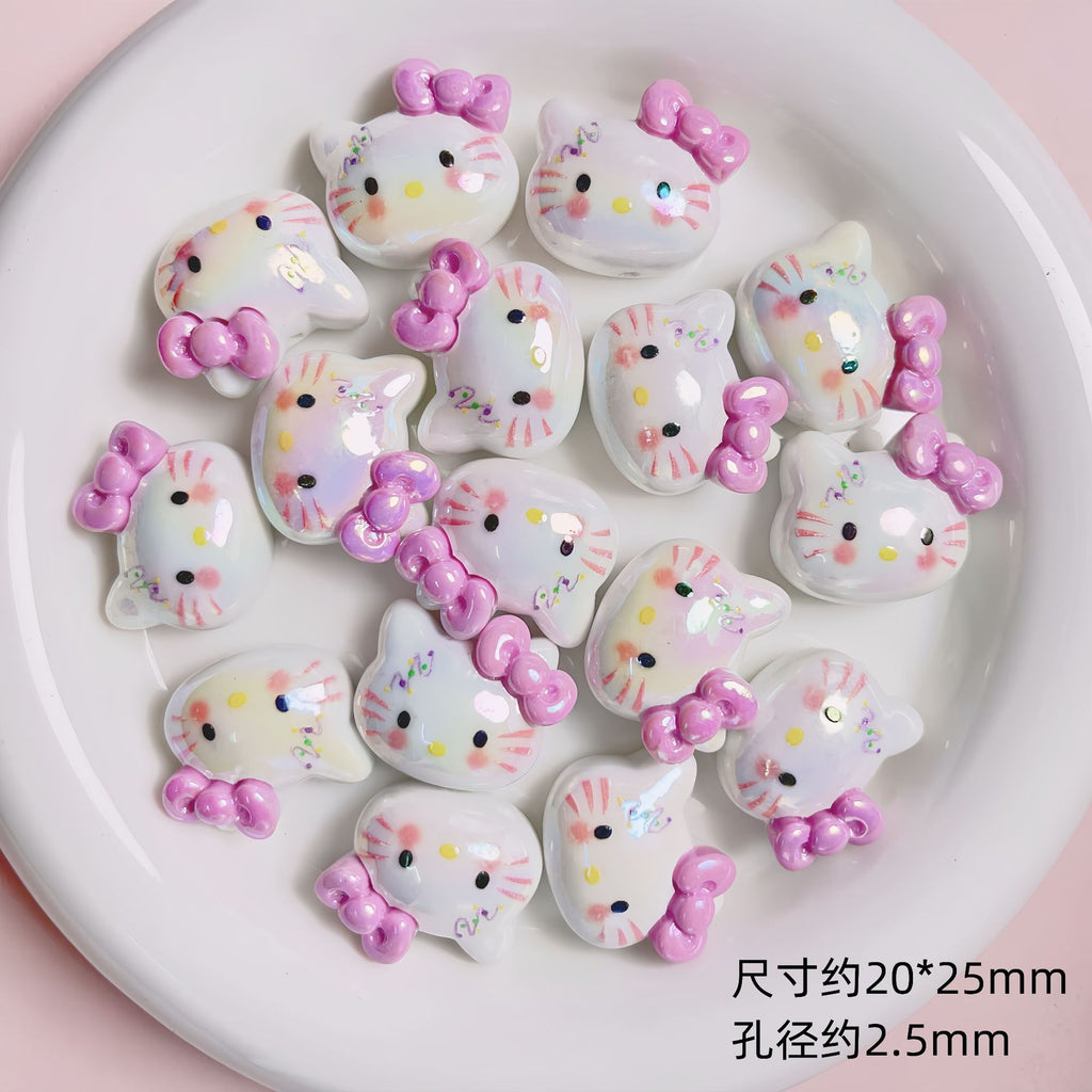 Glossy Sanrio Character Resin Beads 2.5mm Hole Pastel Colors 5pcs 6