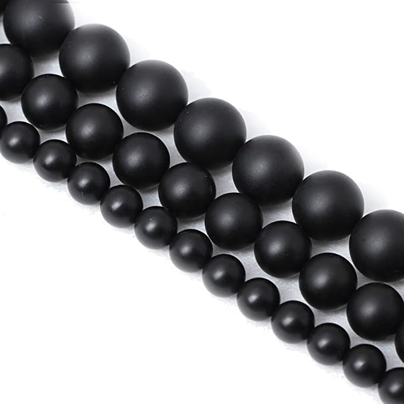 Black Frosted Round Glass Beads 4-14mm Matte Smooth Finish 2