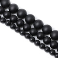 Black Frosted Round Glass Beads 4-14mm Matte Smooth Finish 2