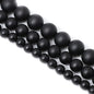 Black Frosted Round Glass Beads 4-14mm Matte Smooth Finish 2