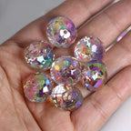 UV Plating Faceted Acrylic Spacer Beads 17.6mm Transparent Pastel 50pcs 2