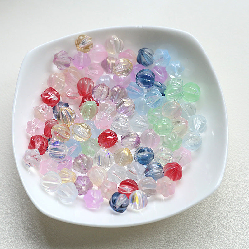 Czech Glass Beads Ribbed Vintage Style 8mm Transparent Pastel 10pcs 4
