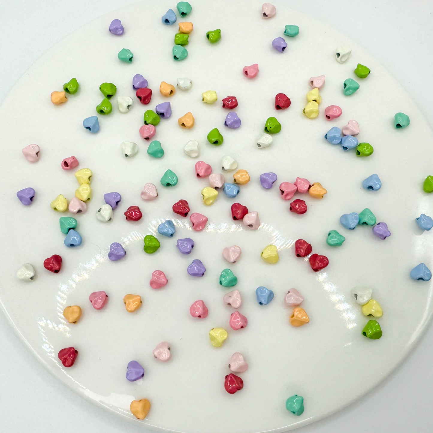 Heart Metal Beads 5mm Baking Painted Glossy Alloy 30pcs 2