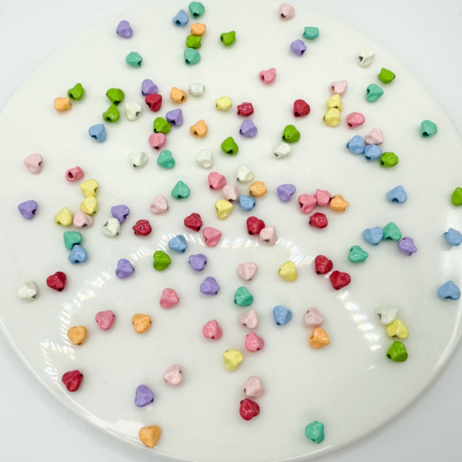 Heart Metal Beads 5mm Baking Painted Glossy Alloy 30pcs 2