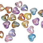 Clear Irregular Heart Acrylic Beads 14mm Glitter 10pcs 6