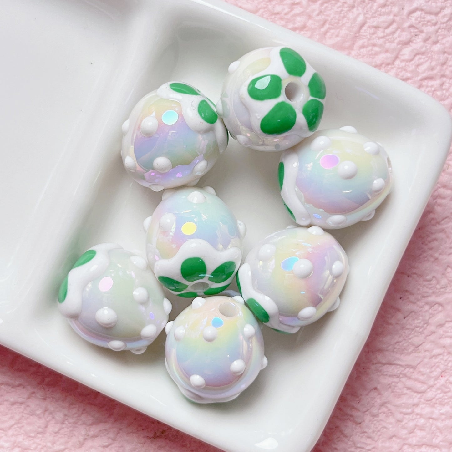 Plating Hand Painted Strawberry Acrylic Beads 17mm Colorful 5pcs 7