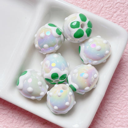 Plating Hand Painted Strawberry Acrylic Beads 17mm Colorful 5pcs 7
