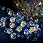 Electroplated Faceted Glass Beads 4-10mm Aurora AB Double-Sided Colors 2