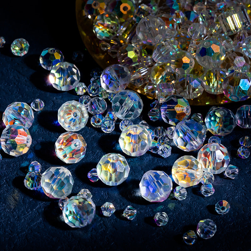 Electroplated Faceted Glass Beads 4-10mm Aurora AB Double-Sided Colors 2