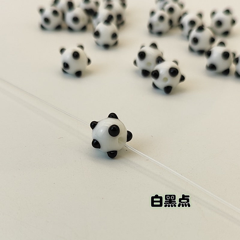 Lampwork Glass Beads Sea Urchin 11mm Handmade Polka Dotted 14pcs 22