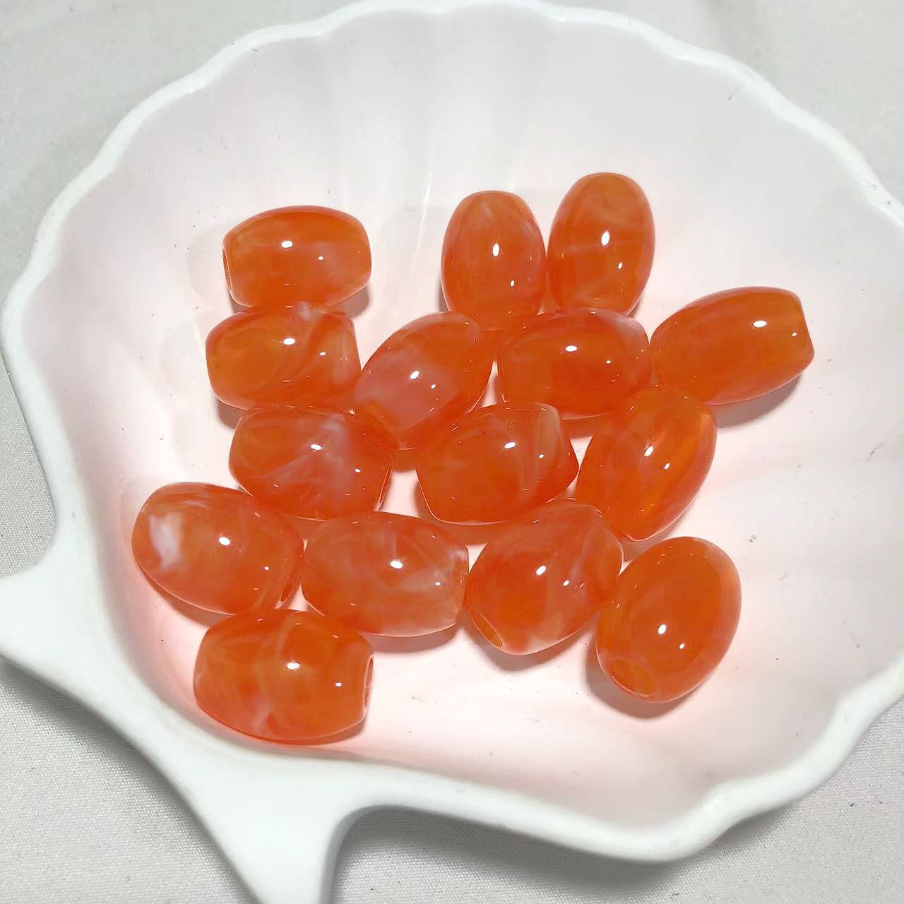 Vintage Elliptical Acrylic Beads 17mm Enamel Large Hole 200pcs 14