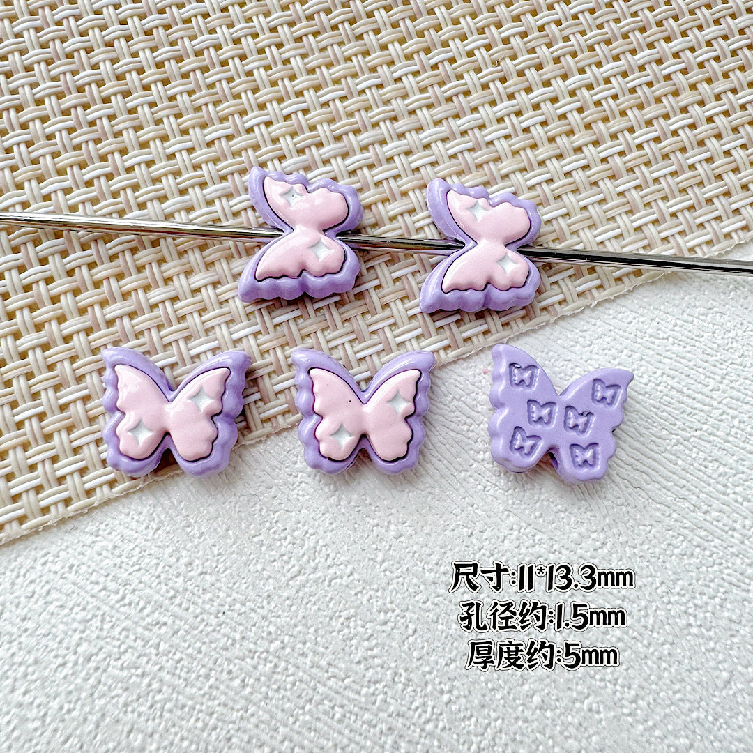 Butterfly Painted Metal Beads Decorative Alloy 10pcs 12