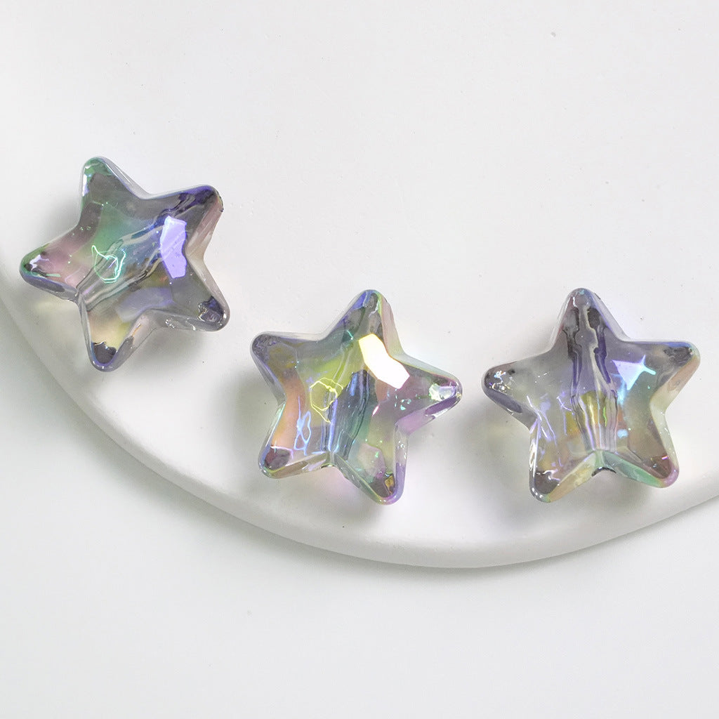 Transparent UV Plating Faceted Pentagram Love Acrylic Beads 19-20mm 50pcs 9