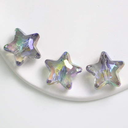 Transparent UV Plating Faceted Pentagram Love Acrylic Beads 19-20mm 50pcs 9