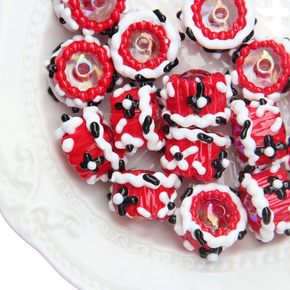 Hand Painted Animal Cream Cake Acrylic Beads 18-23mm Colorful 10pcs 4