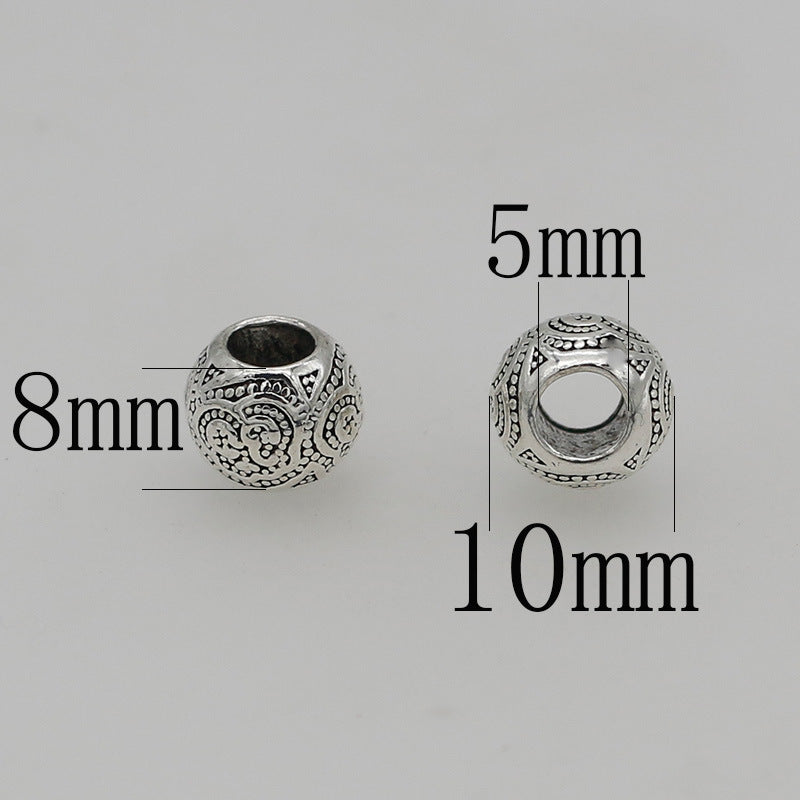 Tibetan Metal Beads 10mm Vintage Matte Pattern Large Hole Zinc Alloy 20pcs 3