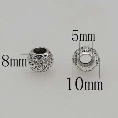 Tibetan Metal Beads 10mm Vintage Matte Pattern Large Hole Zinc Alloy 20pcs 3