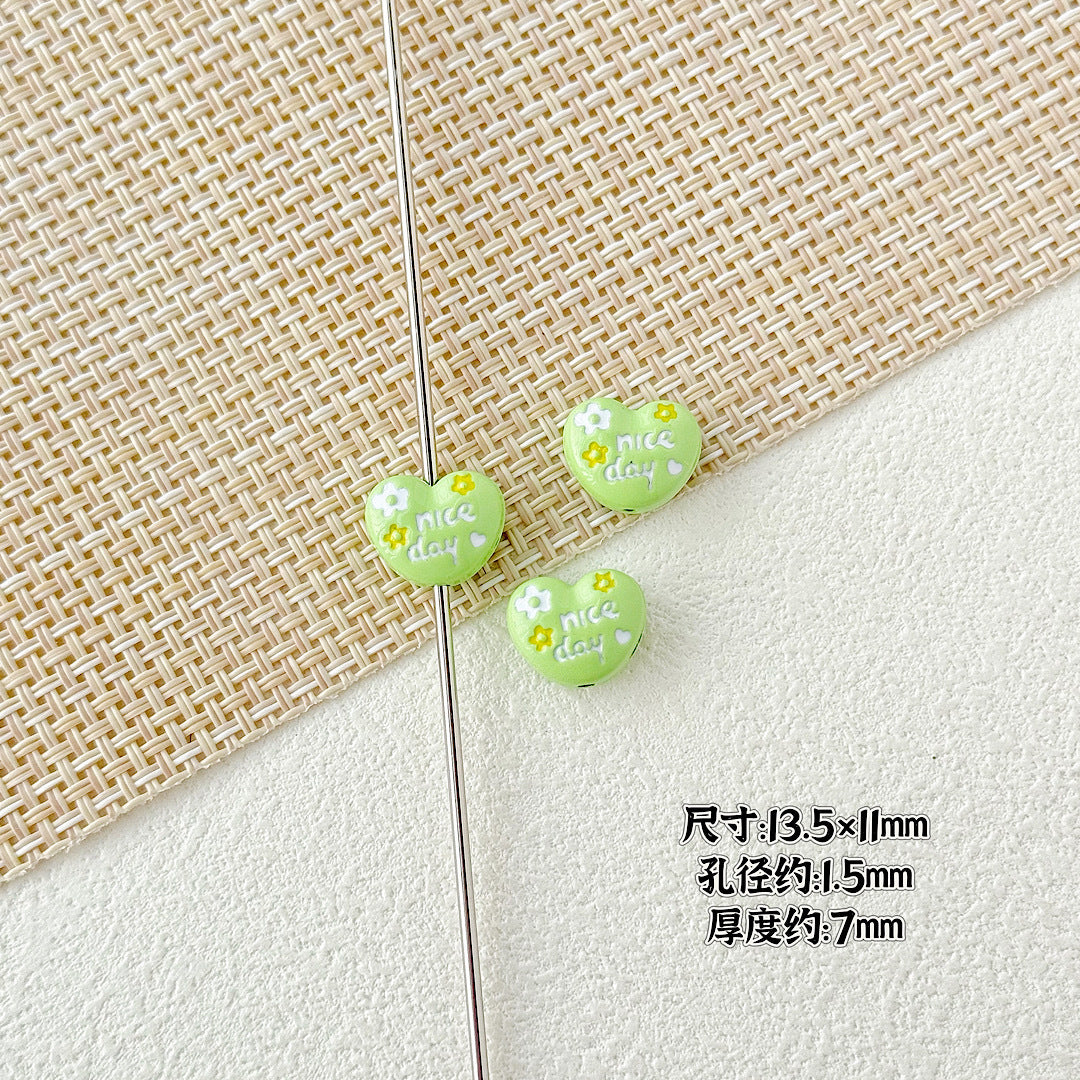 Double Sided Heart and Perfume Bottle Metal Beads 13/16mm Painted Alloy 10pcs 6