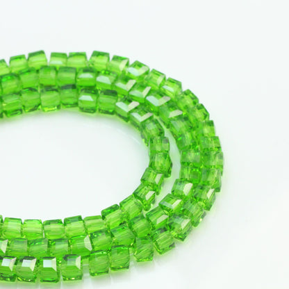Square Glass Beads 4mm Transparent Clear Cube 100pcs 8