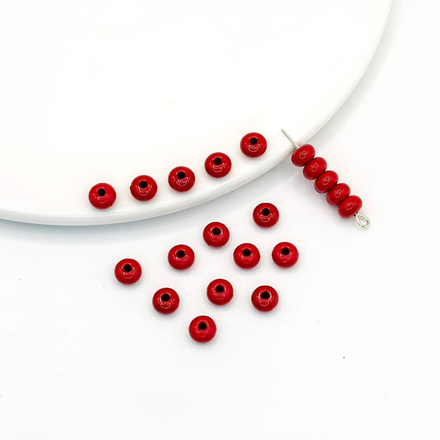 Alloy Spacer Beads 6mm Colorful Baking Painted 50pcs 17