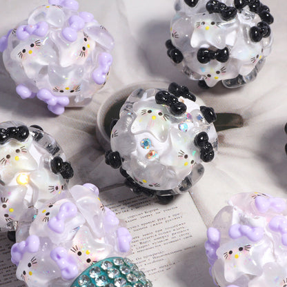 Embellished Bubblegum Beads 20mm Hello KT Star Polymer Clay 5pcs 4