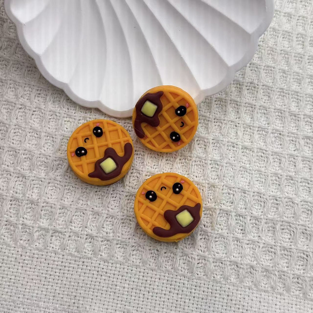 Silicone 3D Focal Beads Biscuit Smiling Faces Chocolate Drips 20pcs 5